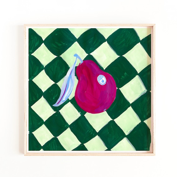 Pear Print, Jewel Tone Abstract Fruit Art Print