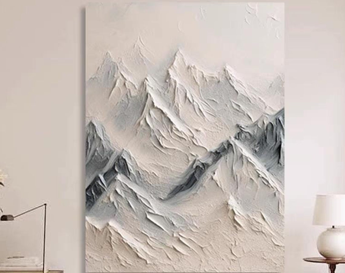 Abstract Thick Mountain Artwork On Custom Handmade Art Vertical Original Oil Painting Modern Wall Decor For Living Room Or Office