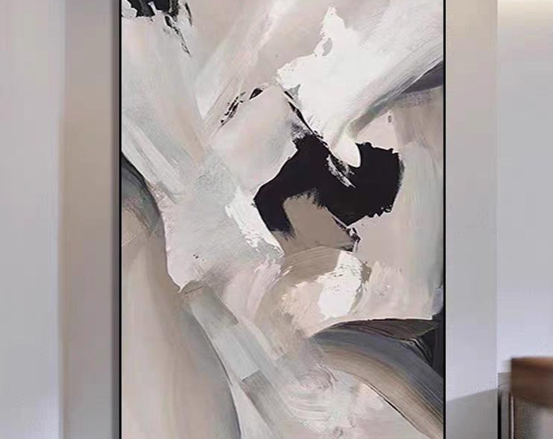 Modern Beige Black Brown Wall Art Abstract Texture Acrylic Painting Artistic Painting On Large Size Wall Decor Quality Home Texture