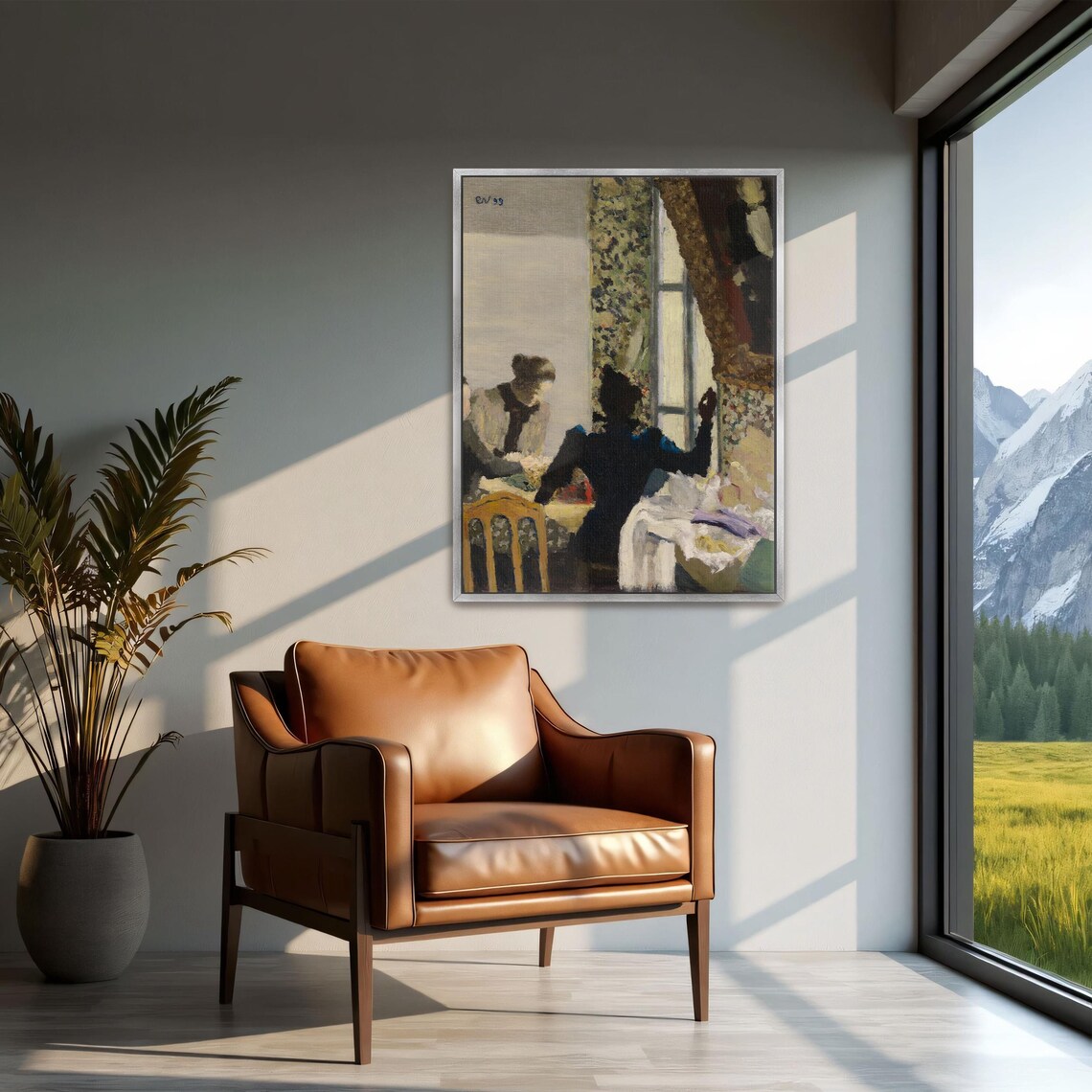 Two Women Sewing Together In A Sunlit Room Impressionist Poster - Image 2