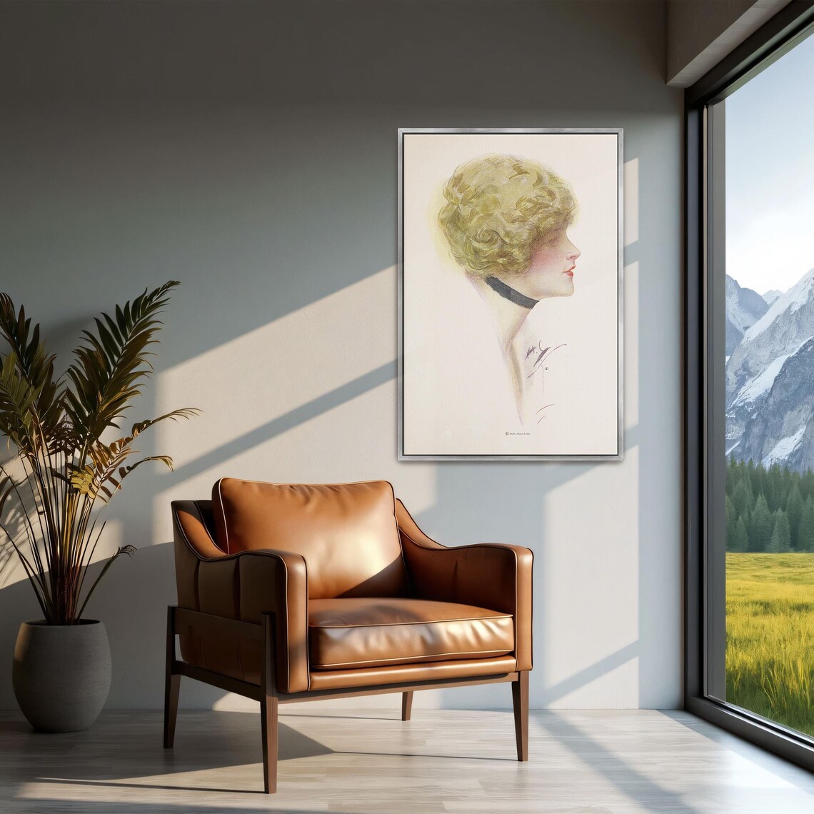 Blonde Woman in Profile with Black Ribbon Vintage Portrait Poster - Image 2