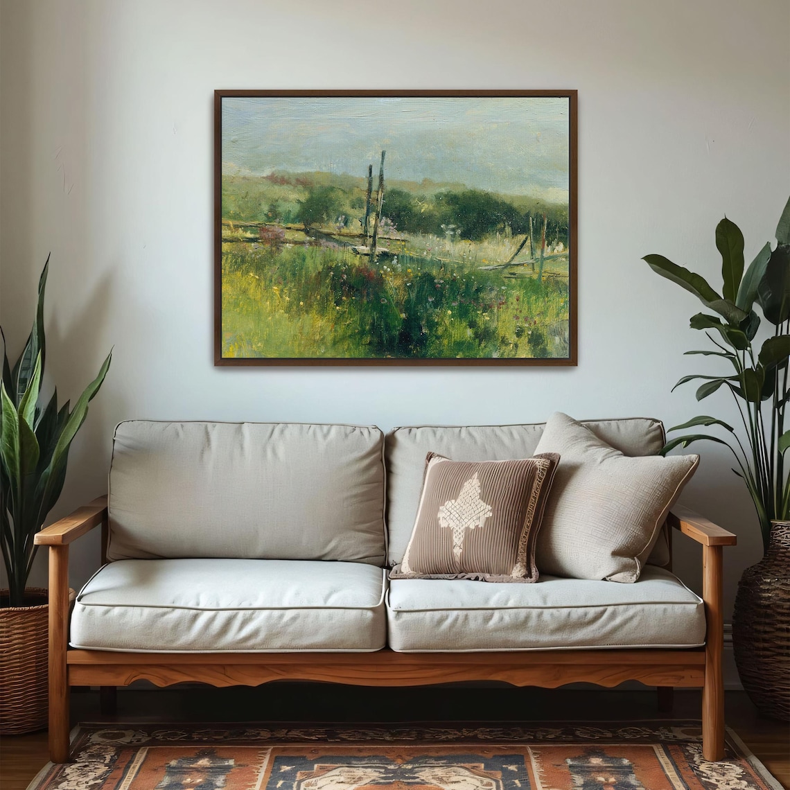 Impressionist Landscape Of A Flowering Field With Wooden Fence Print - Image 5