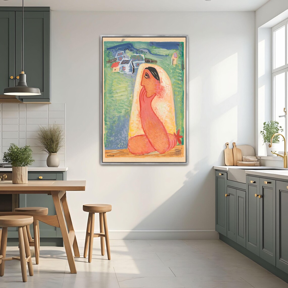 Veiled Woman In A Green Village Setting Fauvist Portrait Poster - Image 2