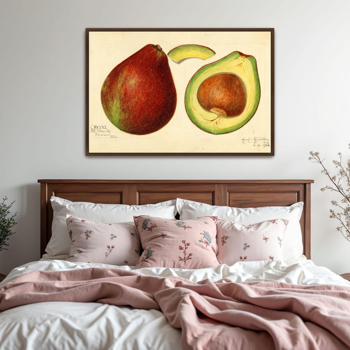 Vintage Botanical Avocado Whole and Half Illustration Art Poster - Image 6