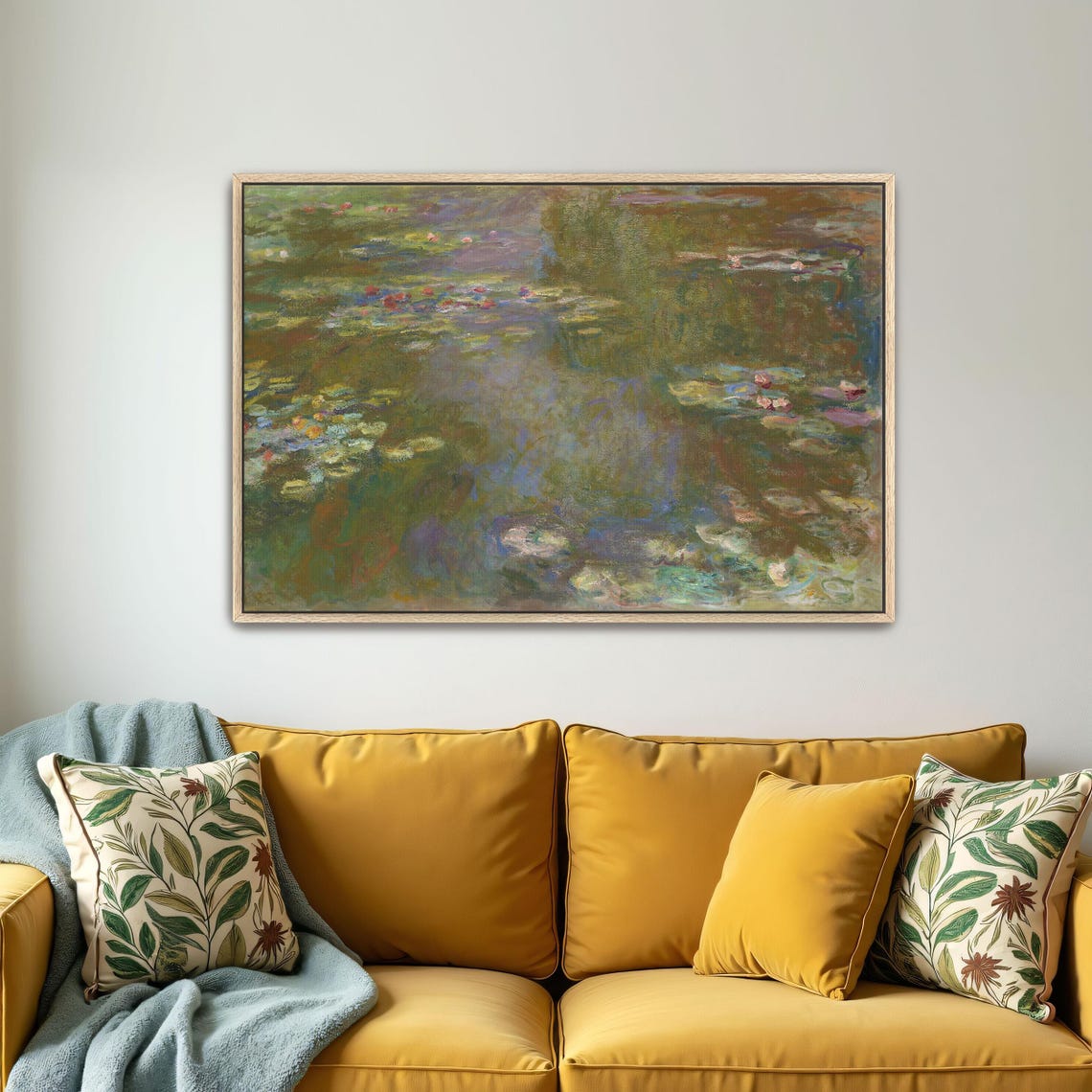 Claude Monet Water Lily Pond With Floating Blossoms Art Print - Image 4