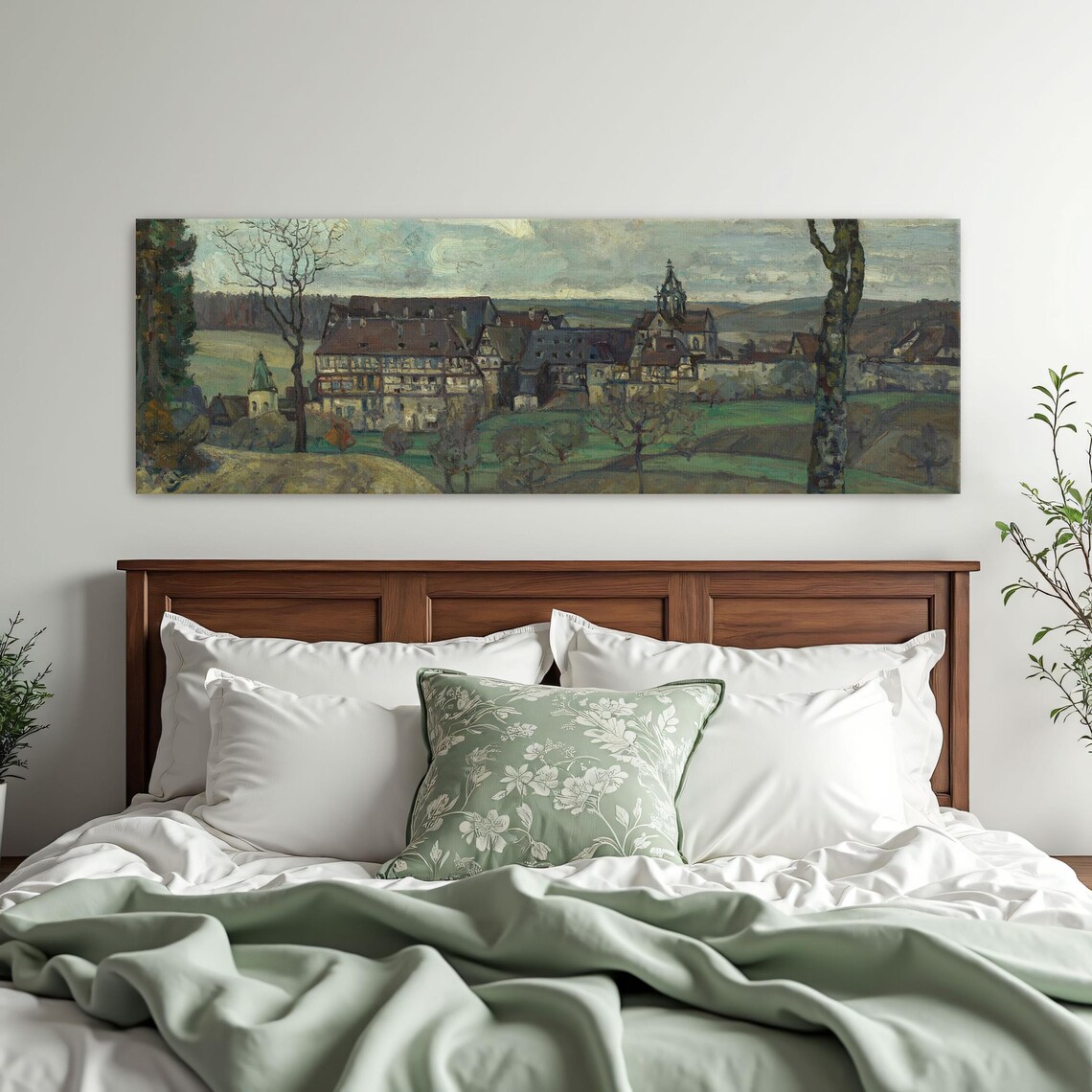 European Village Landscape Painting With A Church Tower On Rolling Hills Poster - Image 3
