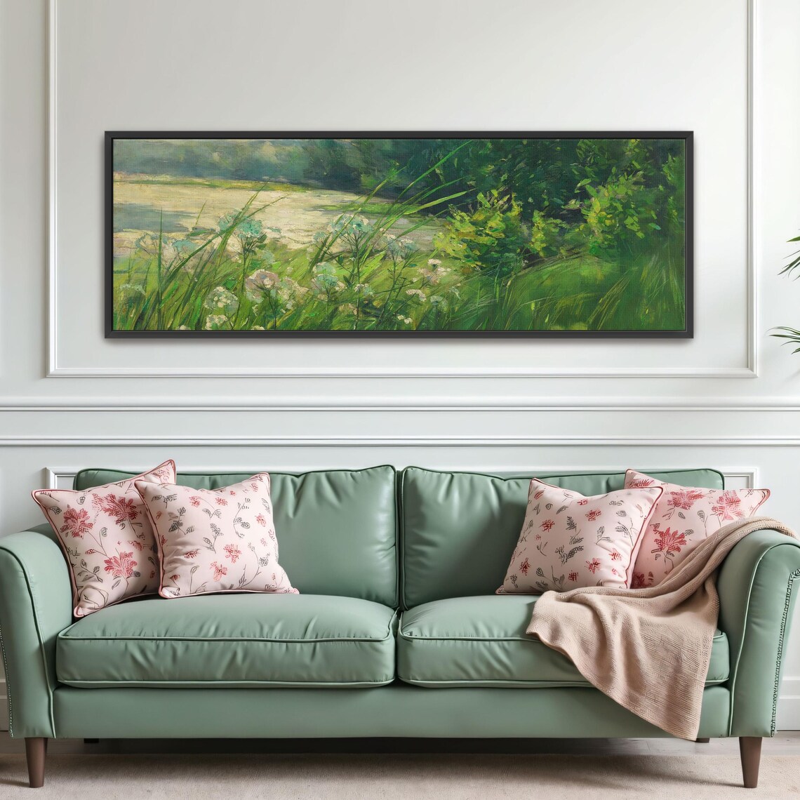 Sunlit Meadow With White Wildflowers at the Edge of a Calm Lake Poster - Image 2