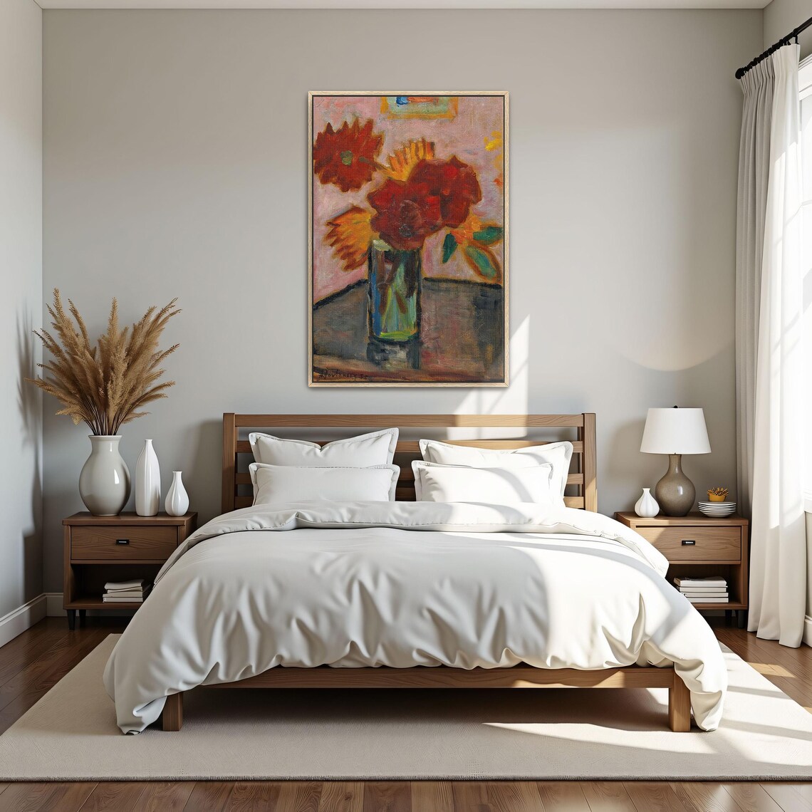 Still Life With Red Flowers In A Glass Vase Oil Painting Poster - Image 4