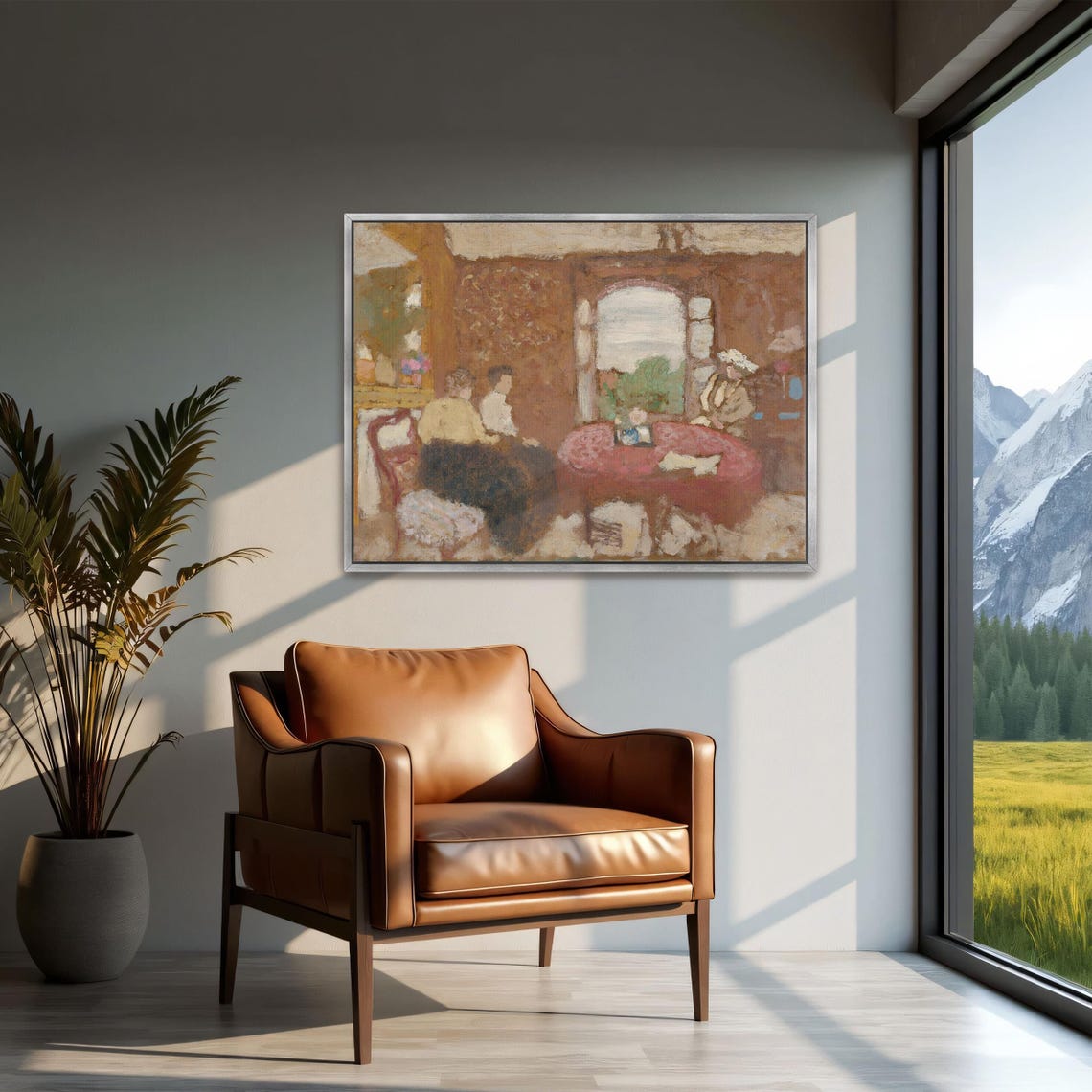 Three Women Gathered in Interior Vintage Impressionist Art Poster - Image 3