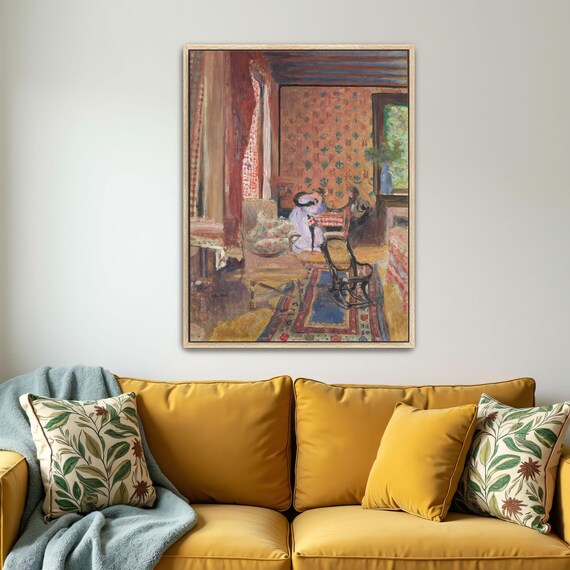 Two Women In Interior With Red Checkered Curtain Nabi Style Art Poster