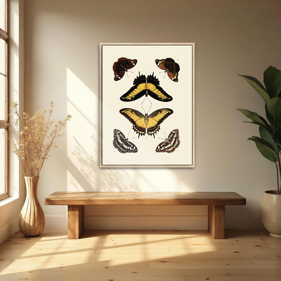 Framed Wall Art Of Five Butterflies On A White Background Animal Wall Art Black And Brown Bedroom Art Print Victorian Illustration - Image 4