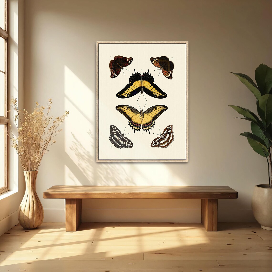 Vintage Scientific Illustration Of Six Butterflies On Cream Poster - Image 4