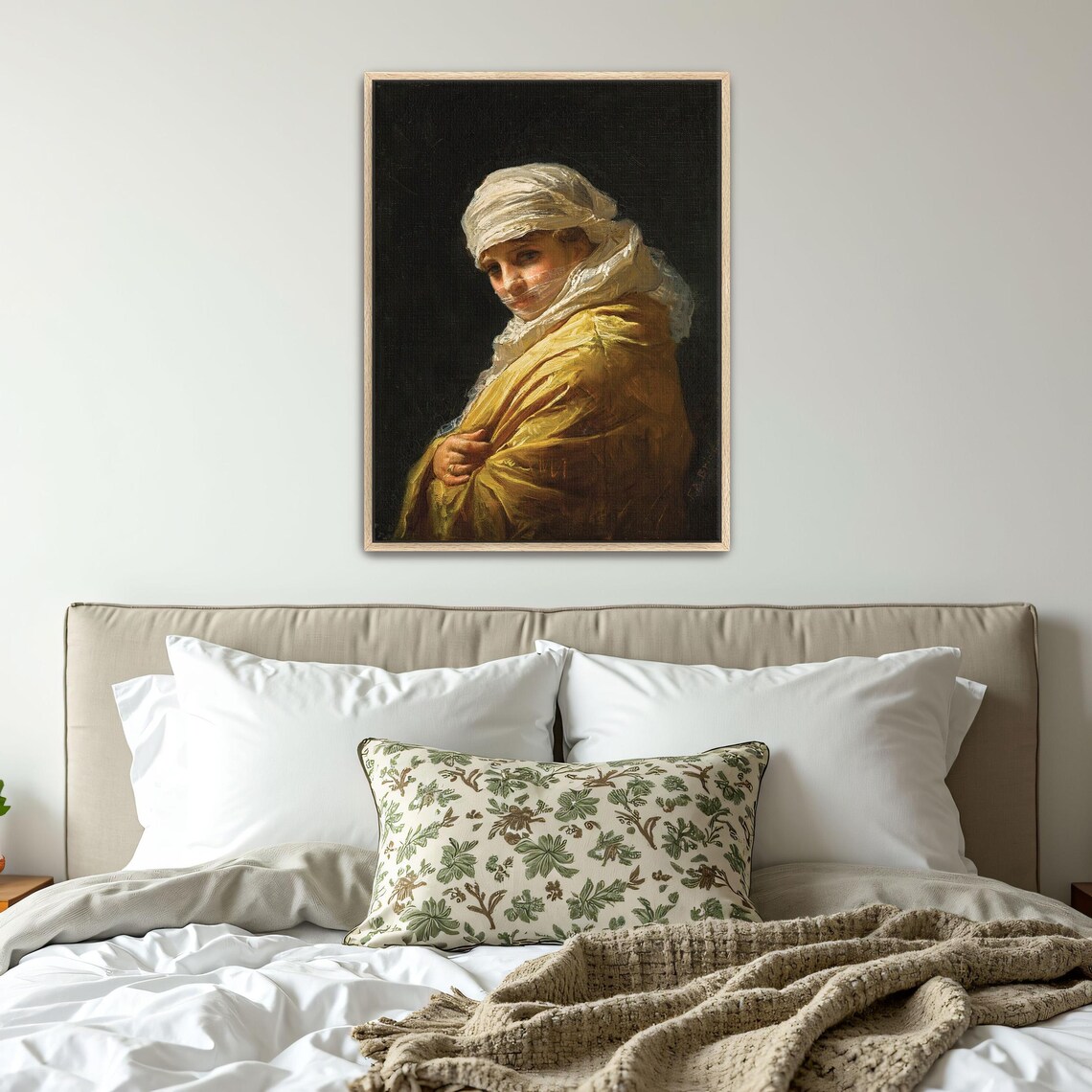 Woman in White Turban and Golden Shawl Classic Portrait Poster - Image 5