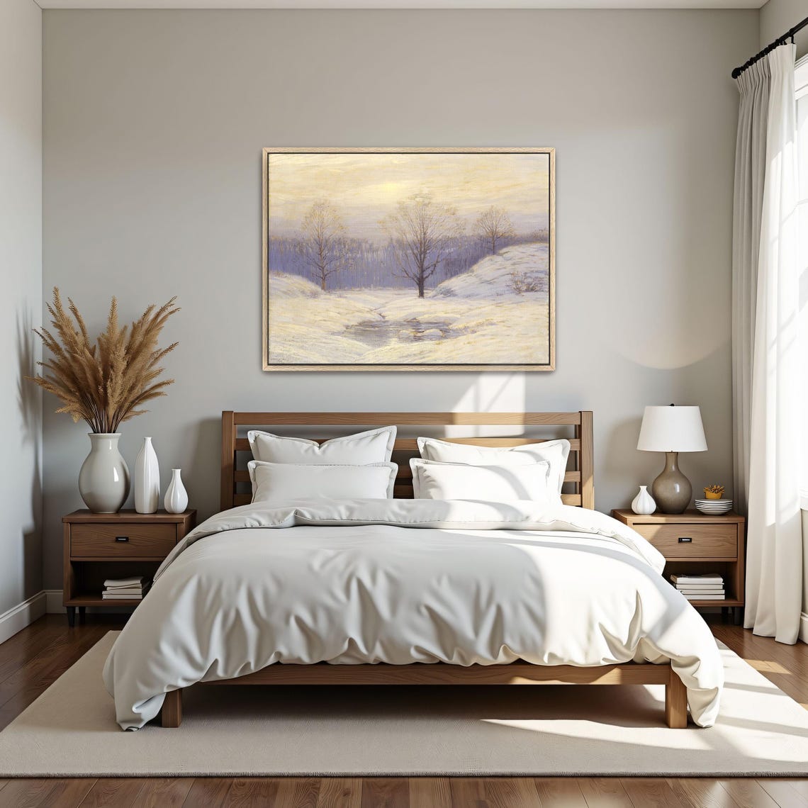Snowy Winter Meadow With Bare Trees Under A Lavender Sky Poster - Image 4