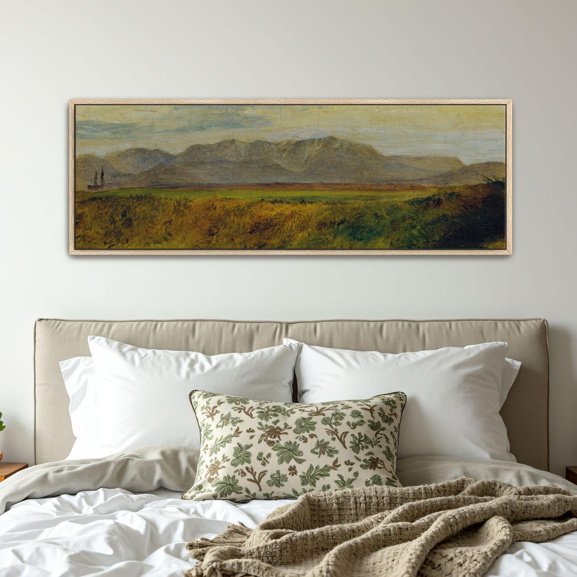 Distant Mountain Range Over Green Fields Panoramic Landscape Poster - Image 5