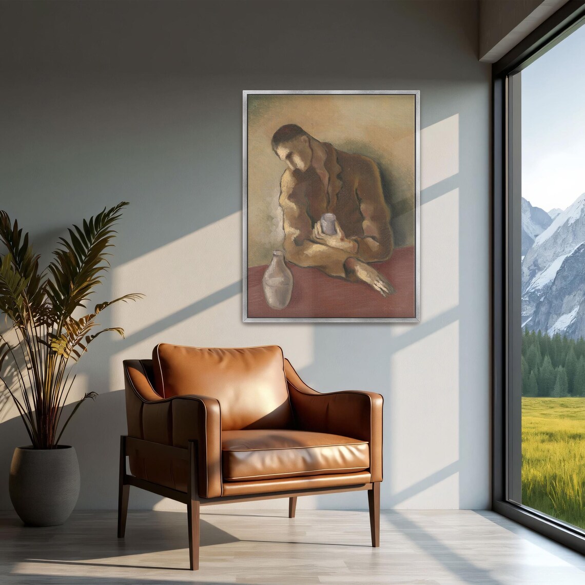 Mikuláš Galanda Weary Man with Glass and Bottle Portrait Poster - Image 2
