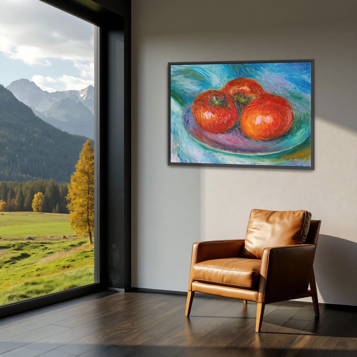 Impressionist Still Life Of Three Red Tomatoes On A Plate Poster - Image 3