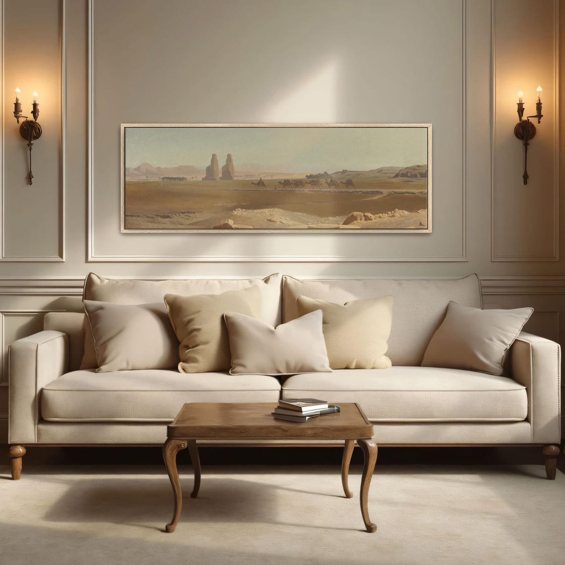 Camel Caravan Crossing A Desert Plain Near Ancient Ruins Poster - Image 2
