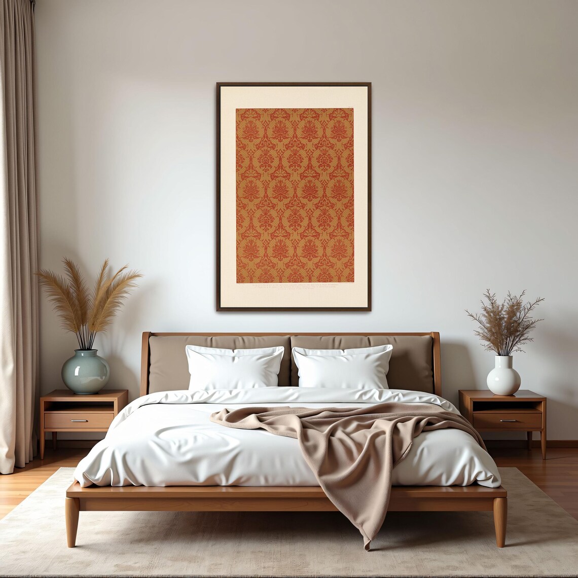 Red and Gold Ornamental Damask Floral Motif Vintage Pattern Poster - Image 5