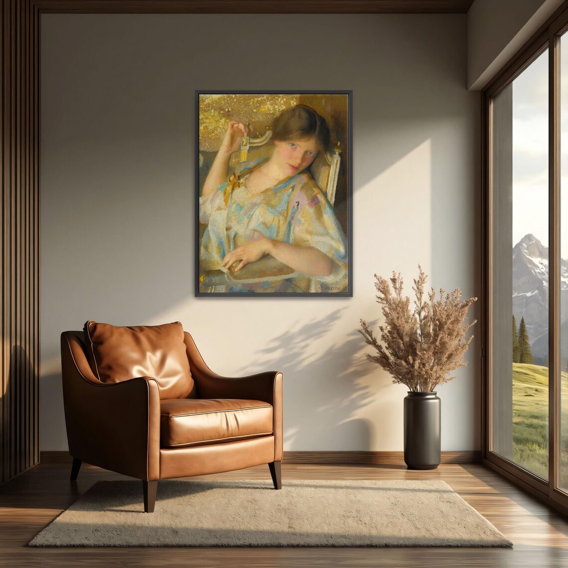 Young Woman Reclining In A Chair Holding A Golden Tassel Poster - Image 3
