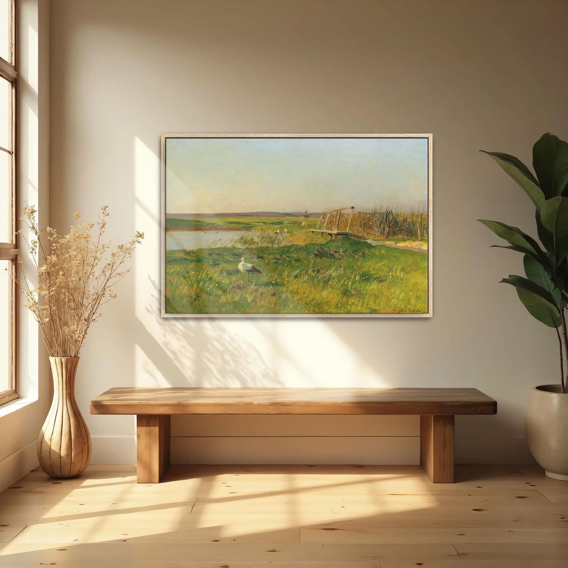 White Stork Standing In A Golden Marsh At Dawn Signed Jettel Poster - Image 4