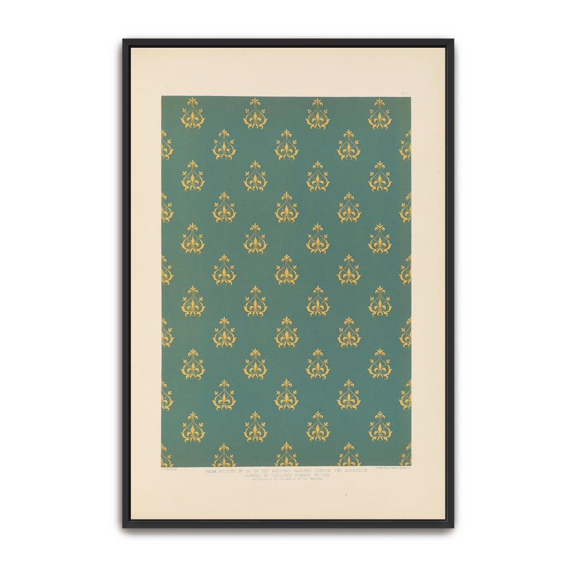 Green And Gold Floral Pattern Renaissance Textile Study Poster