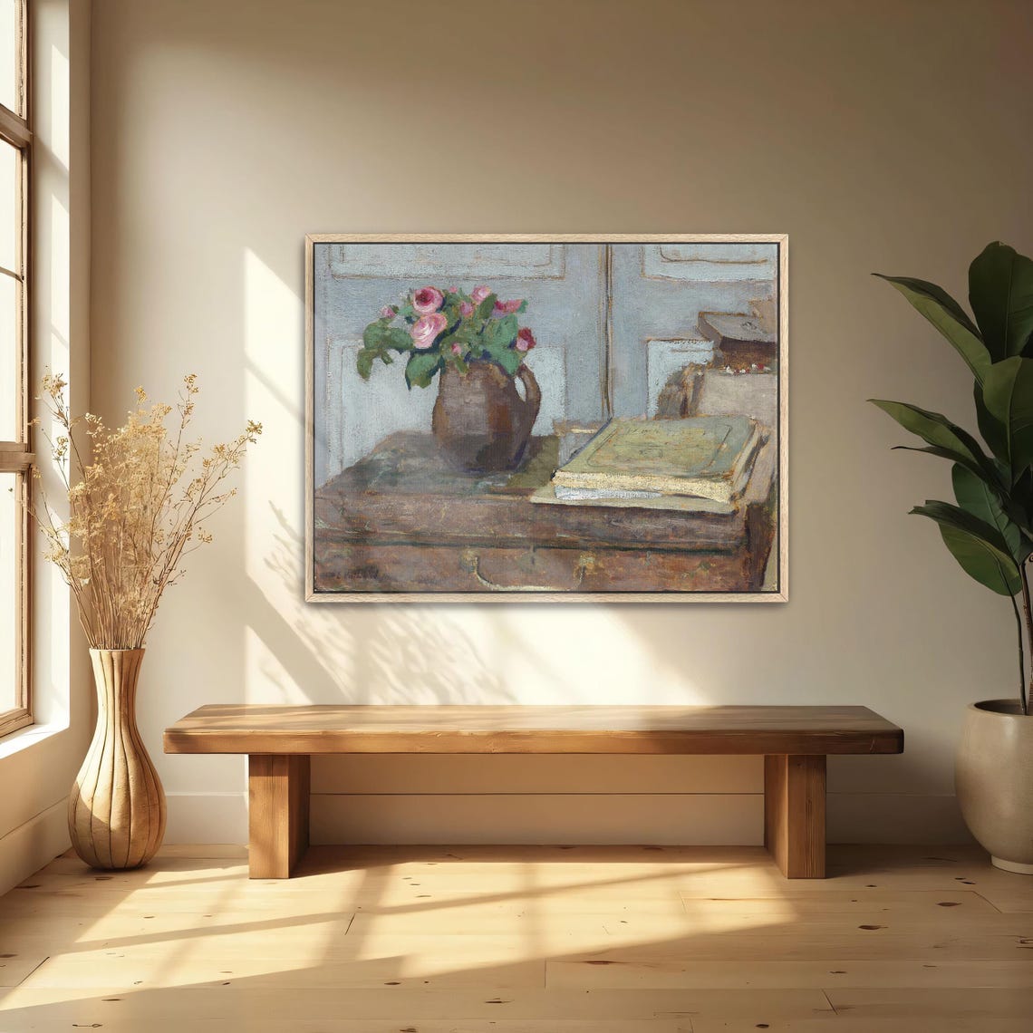 Roses in a Pitcher with a Book Impressionist Still Life Poster - Image 5