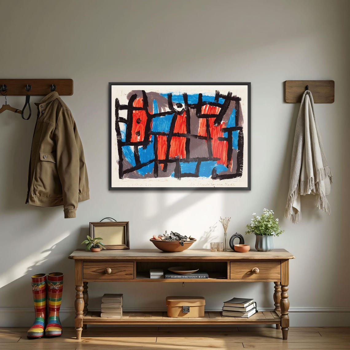Paul Klee Large Framed Print Abstract Geometric Painting With Red And Blue Geometric Fine Art Print Abstract Artwork - Image 3