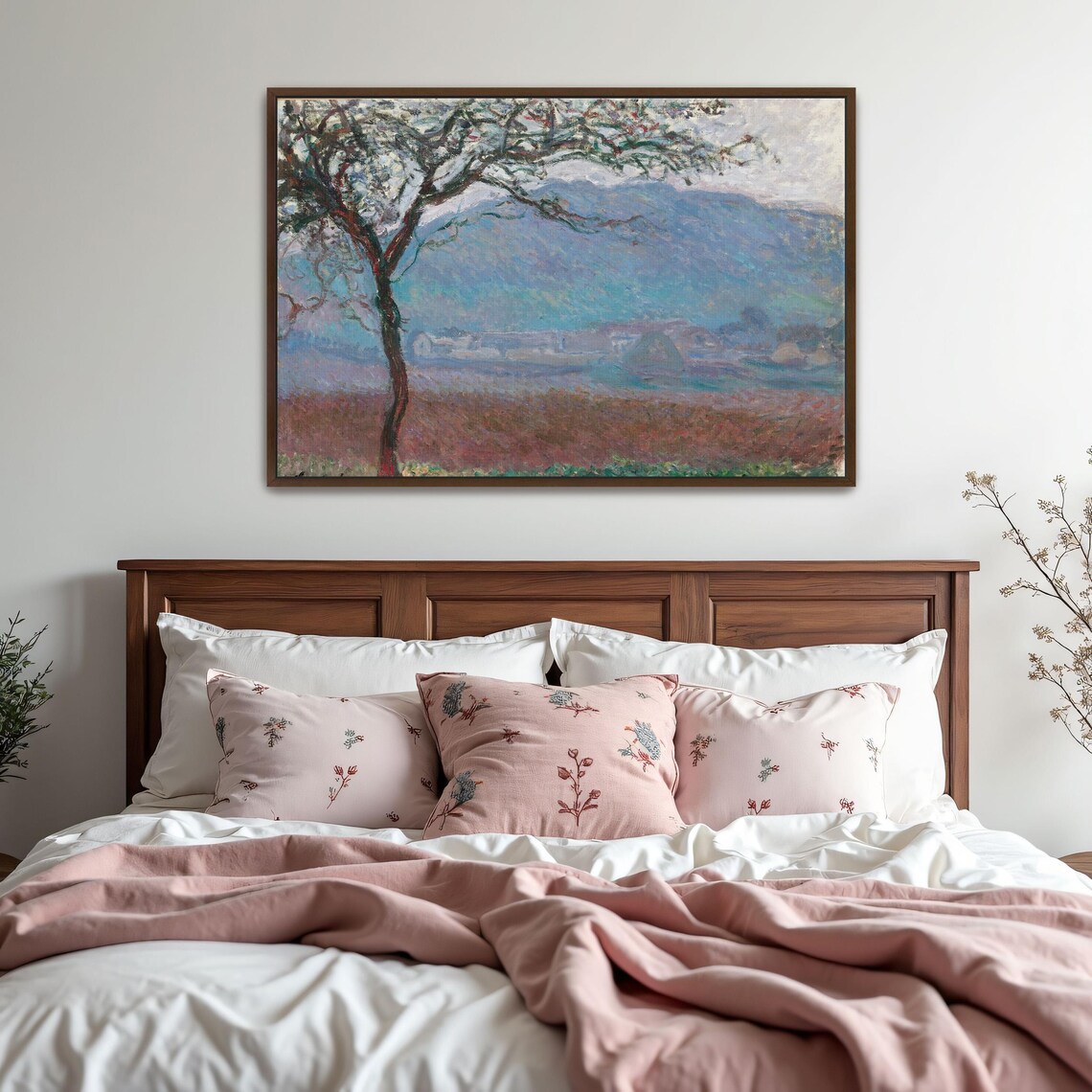 Claude Monet Framed Print A Tree In The Countryside Landscape Print Blue And Green Bedroom Artwork Rustic Oil Painting - Image 5