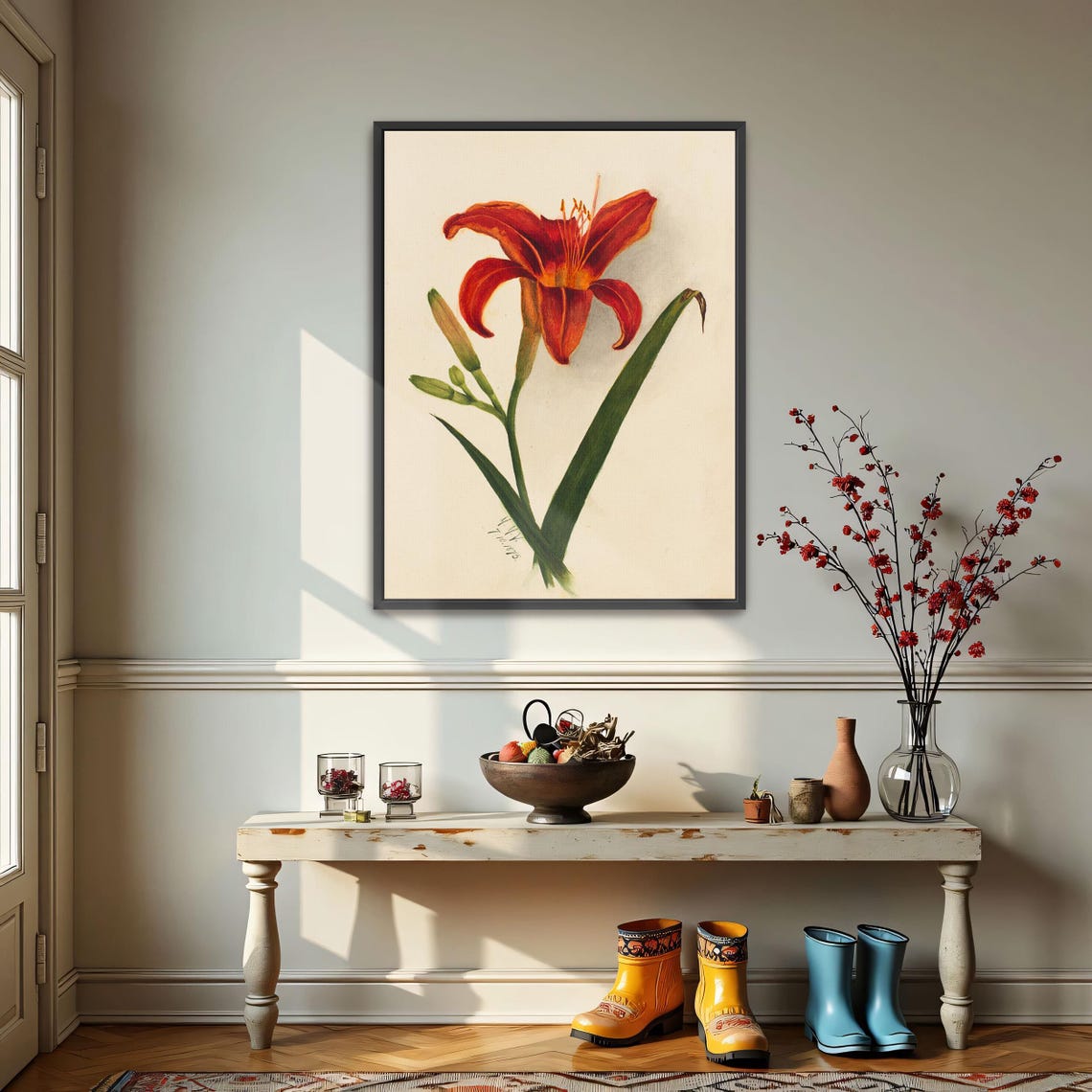 Fiery Orange Daylily Vintage Botanical Illustration Flower Poster - Image 4