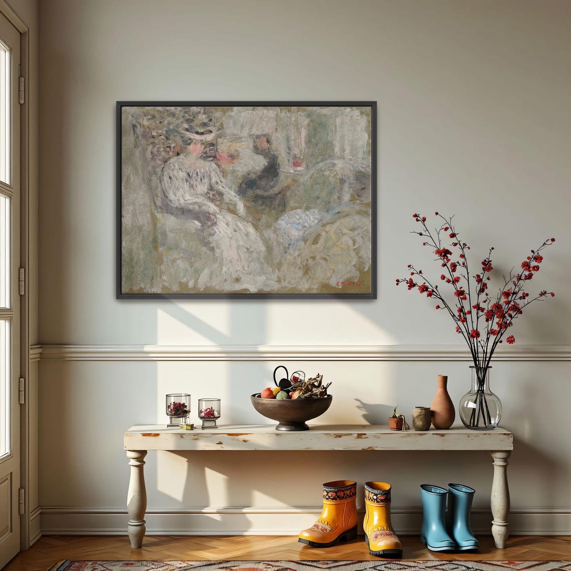 Woman in White in Soft Interior Impressionist Portrait Poster - Image 4