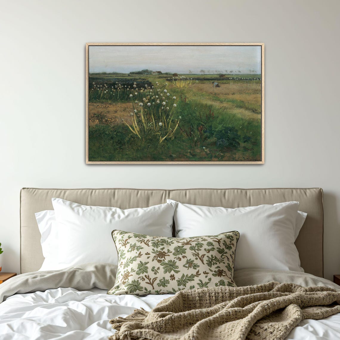 Field of White Flowers With Lone Figure Rustic Landscape Poster - Image 5