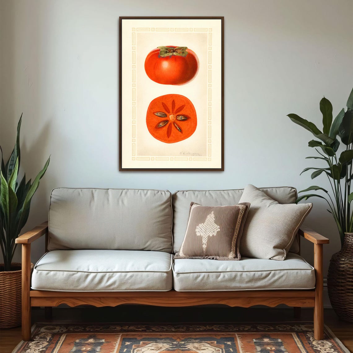 Two Persimmons Botanical Vintage Fruit Still Life Illustration Poster - Image 5