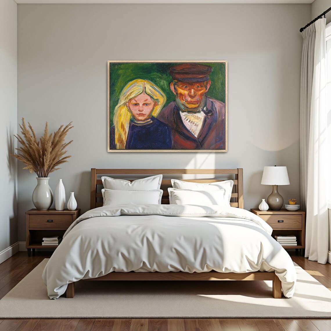 Expressionist Portrait Of Old Fisherman And Young Girl Poster - Image 4