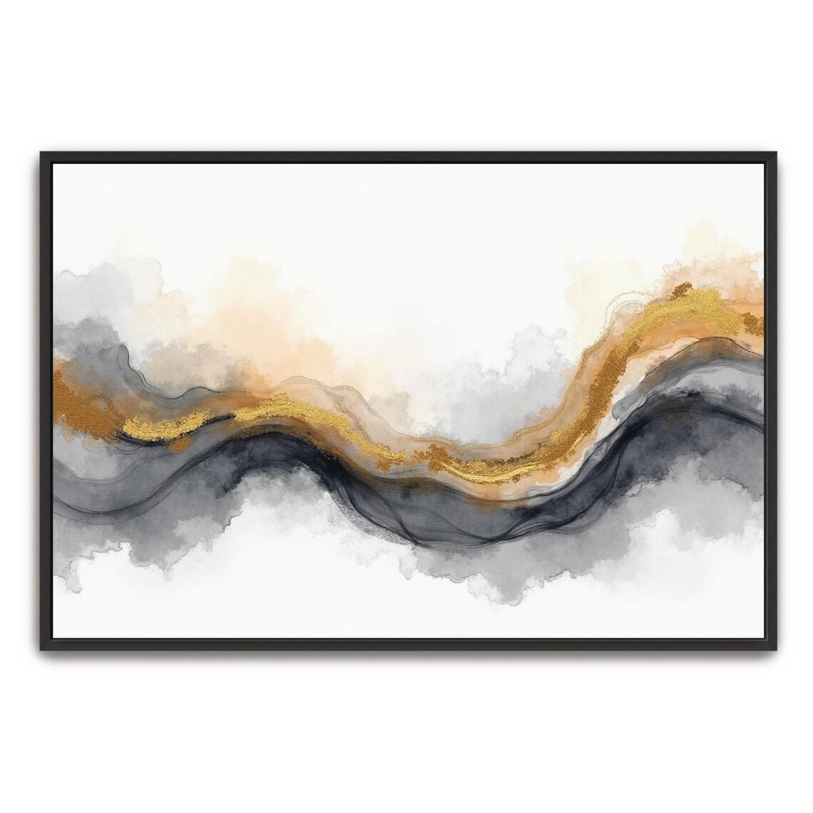 Looping Gold Glitter Arc Over Indigo Grey Watercolor Wash Poster
