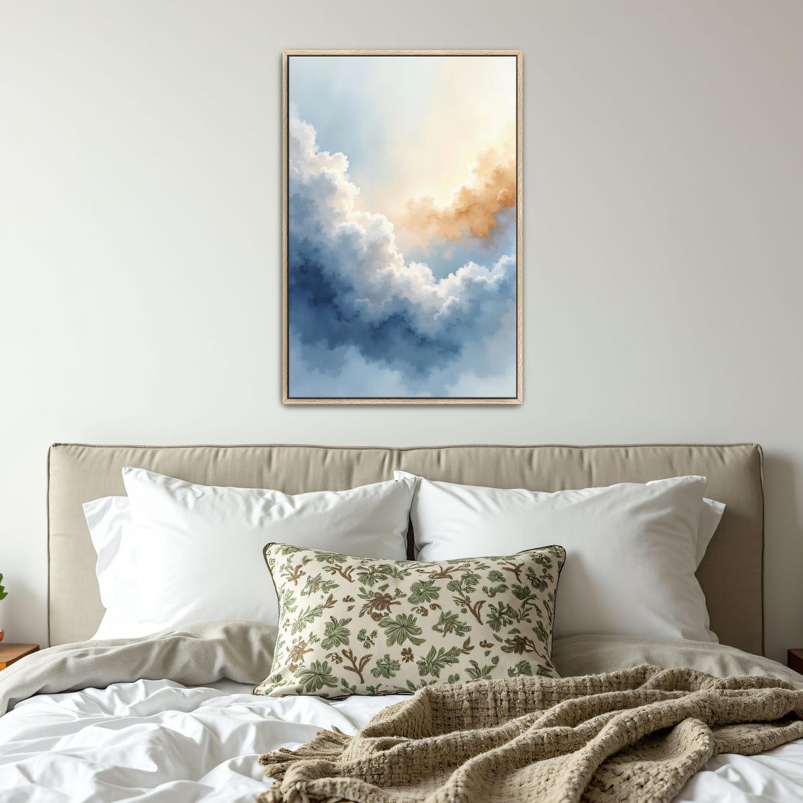 Abstract Watercolor Cloudscape in Soft Blue and Cream Poster - Image 4