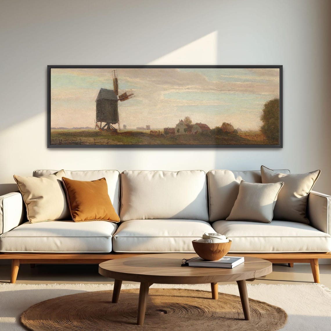 Post Mill Windmill Landscape With Farmhouses and Trees Poster - Image 4
