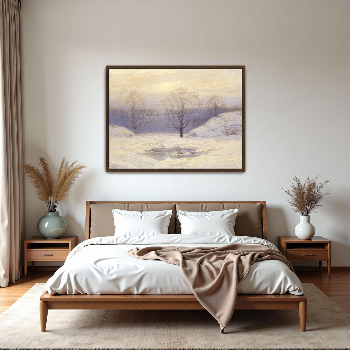 Snowy Winter Meadow With Bare Trees Under A Lavender Sky Poster - Image 5