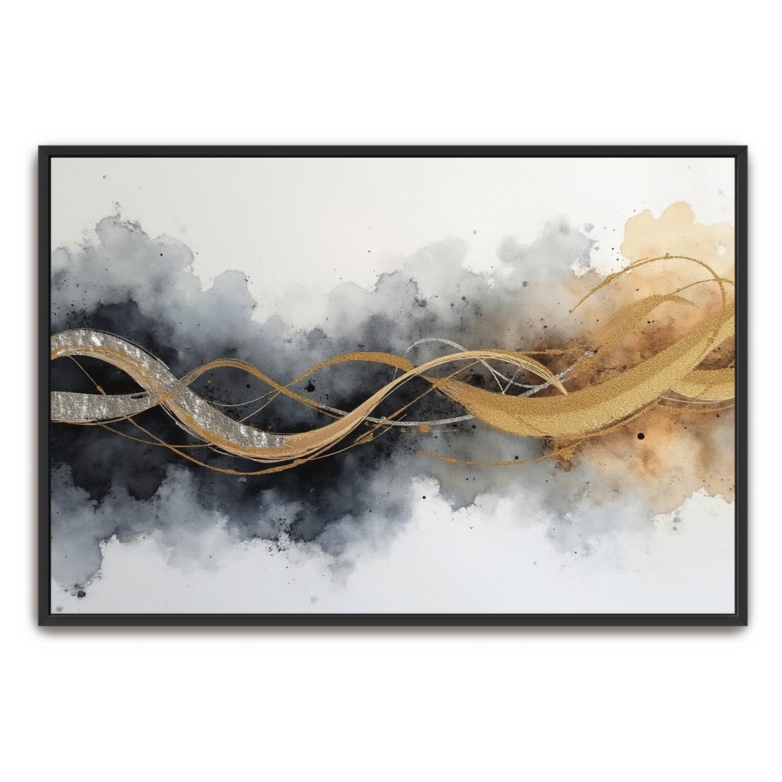 Gold And Silver Threads Dancing Through Storm Ink Clouds Poster