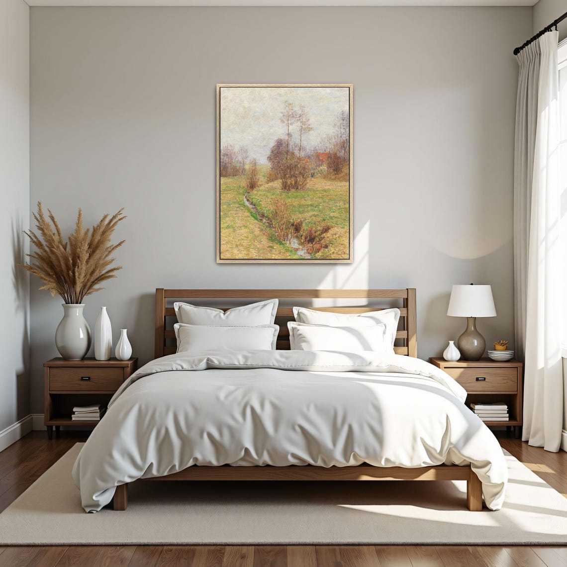 Winding Stream Through Golden Meadows And Poplars Pastoral Poster - Image 4
