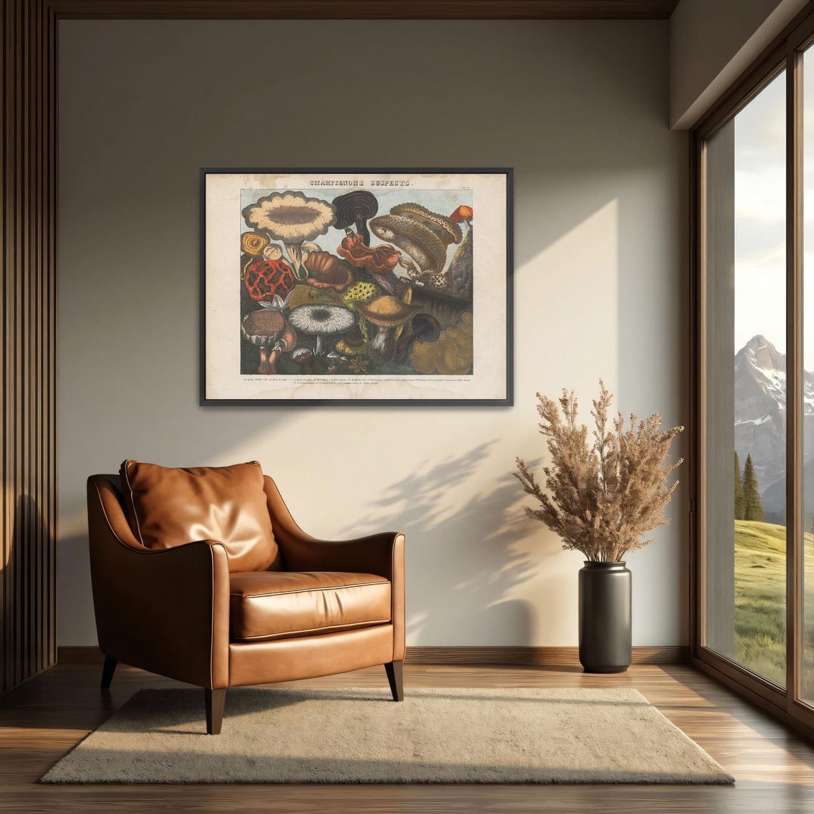 Champignons Suspects Vintage Mushroom Chart Kitchen Art Poster