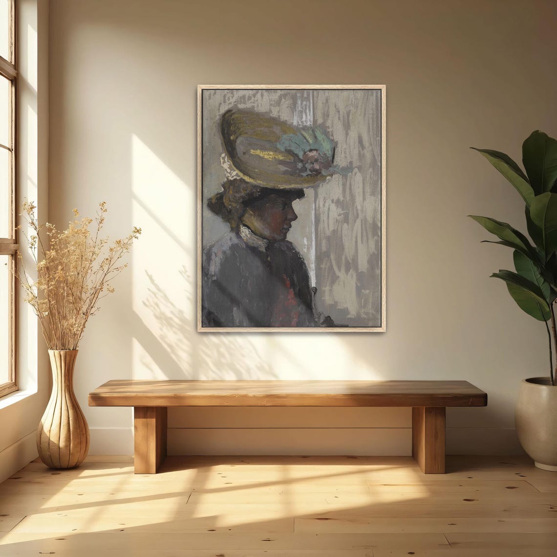 Woman In Large Hat Profile View Impressionist Portrait Art Poster - Image 5