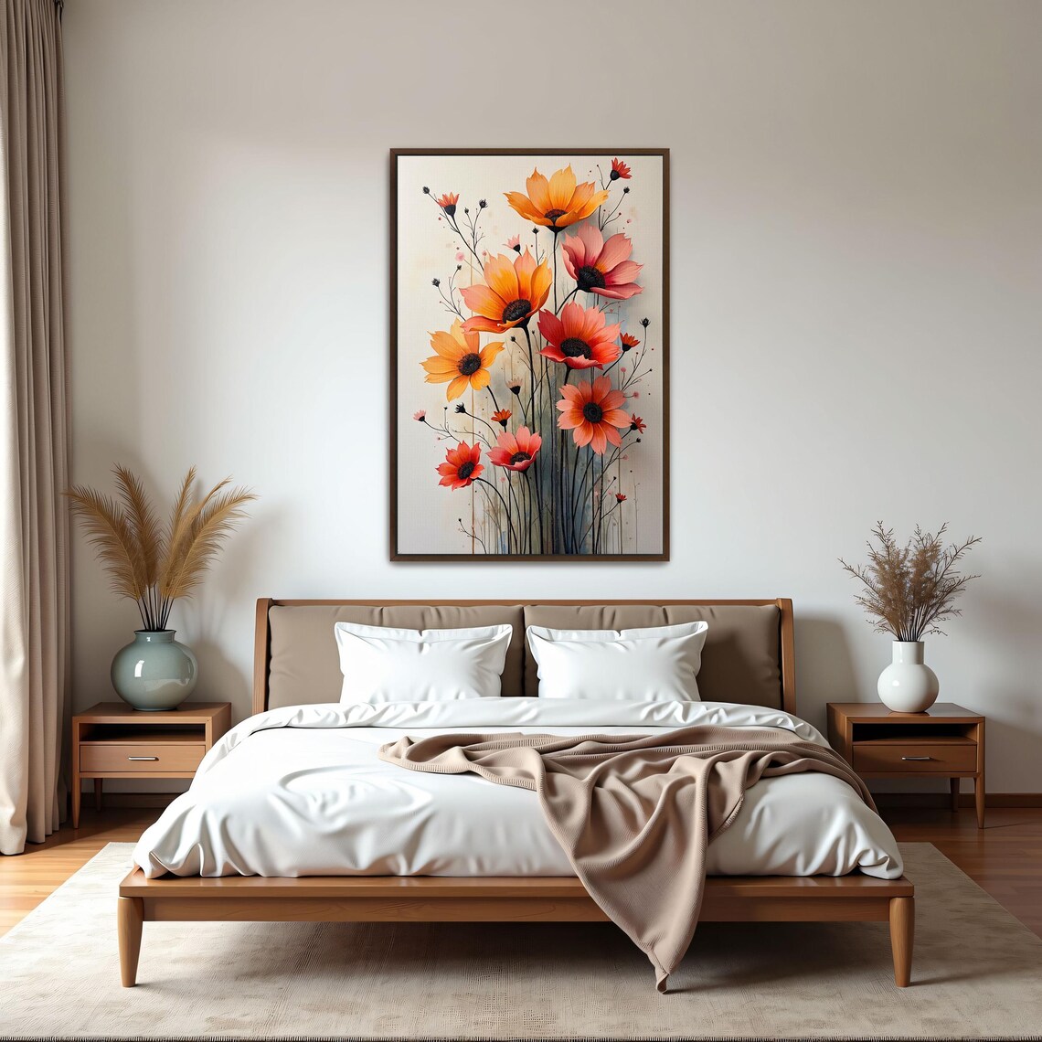 Orange and Pink Flower Bouquet Watercolor Floral Art Decor Poster - Image 5