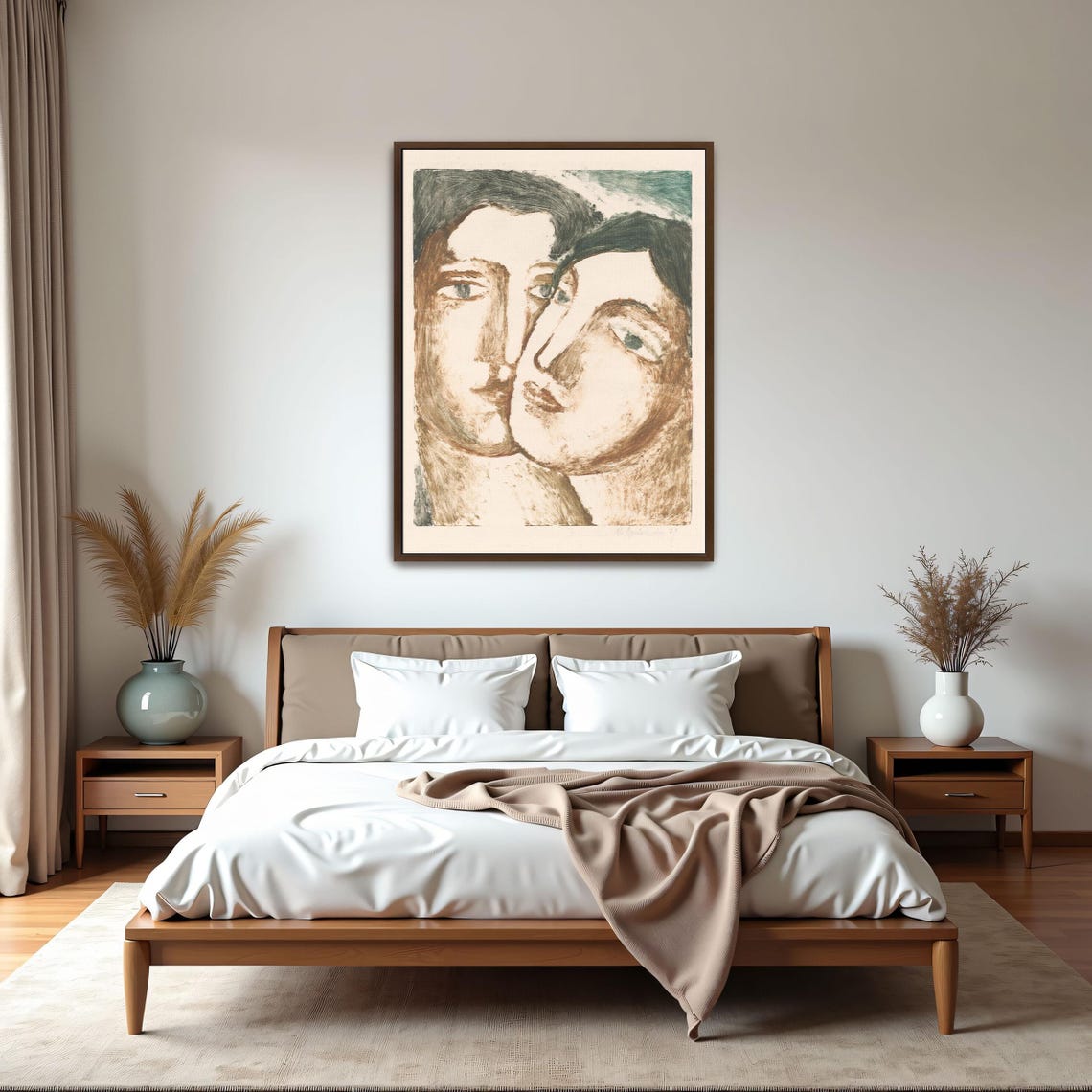 Modernist Portrait Of Two Lovers Locked In A Close Embrace Poster - Image 5