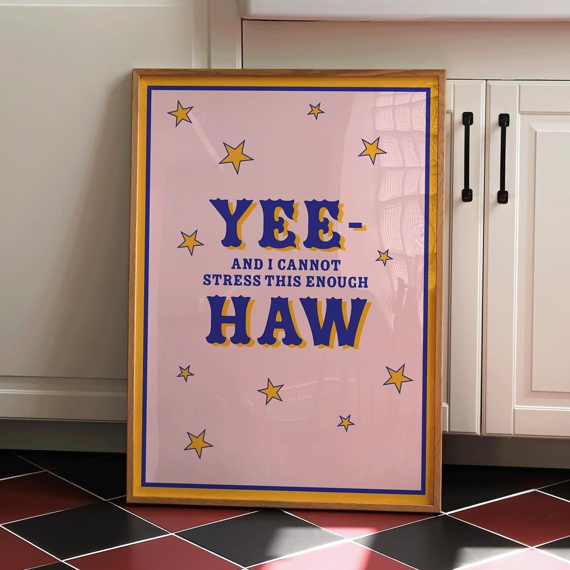 Yeehaw Typography Western Print Cowgirl Wall Art Trendy Cabin Print Girls Room Cowboy Art Funny Dorm Decor Western Yee Haw Poster