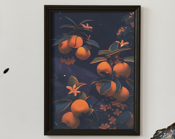 Orange Tree Painting Nature Botanic Print Artwork Print At Home Wall Art Wall Art Print Instant Art