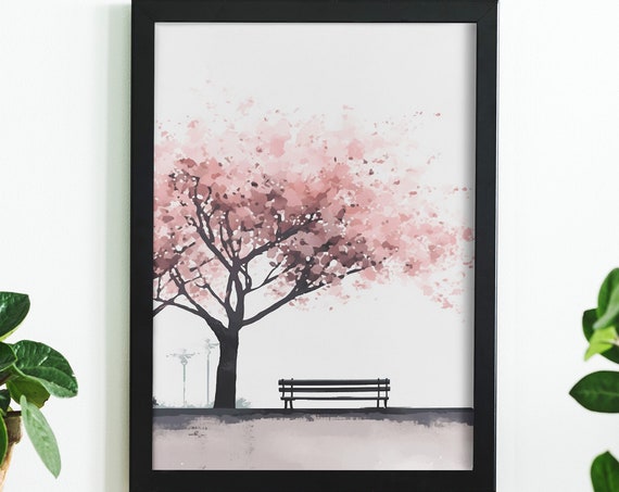 Japanese Sakura Water Color Painting Cherry Artwork Print At Home Wall Art Wall Art Print Instant Art