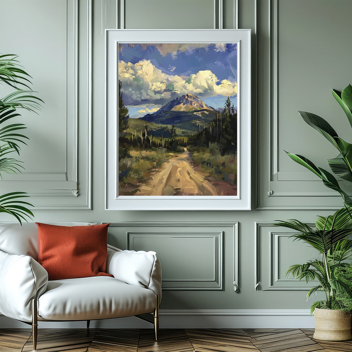 Country Road Landscape Painting Farmhouse Prints Art Print - Image 4