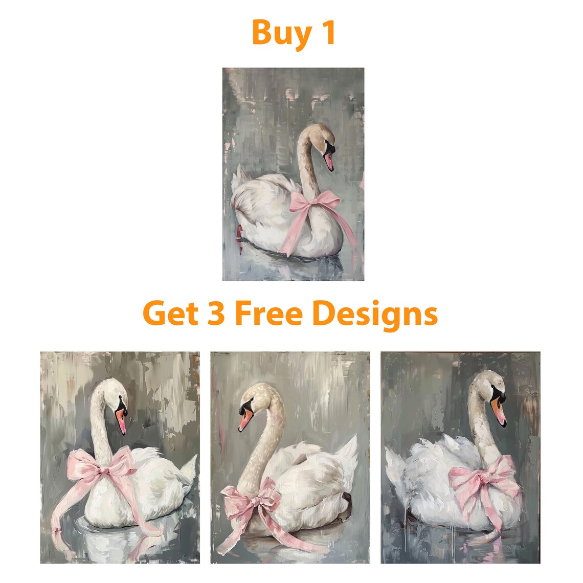 Swan With Pink Bow, Balletcore Nursery Poster - Image 5