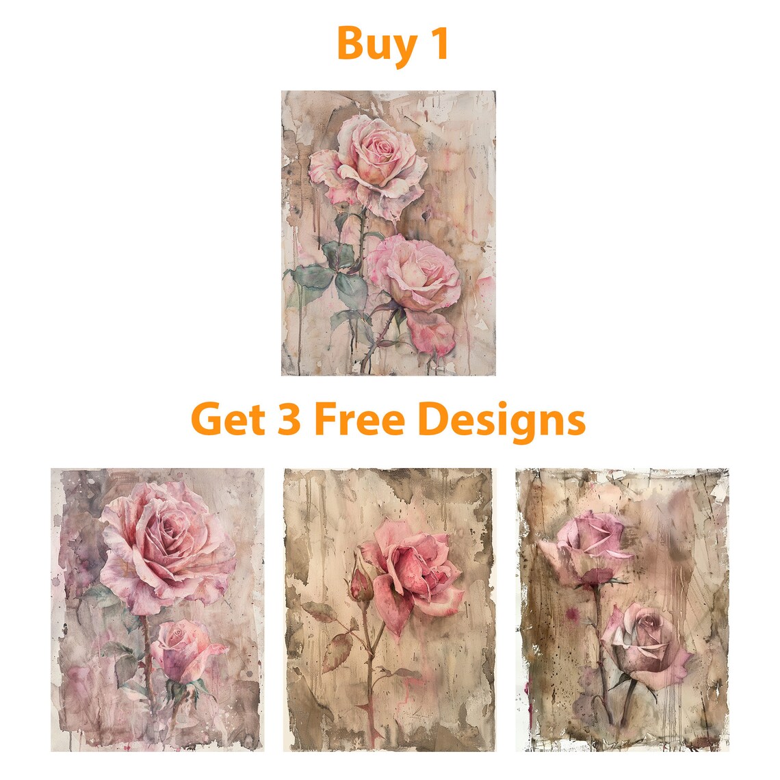 Vintage Rose Abstract Botanical Art Print - Image 5